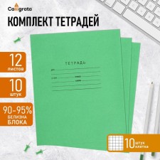 A set of notebooks of 10 pieces, 12 sheets in the cage of the Green Cover PDA, OFSET block, whiteness 90-95%