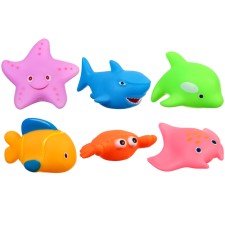 A set of rubber toys for the ocean bathtub, 6 pcs, with a squeak, crush me