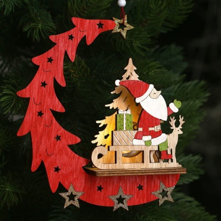 Decor with backlight "Santa Claus on Sanks" 15.5 × 4.5 × 18 cm-1