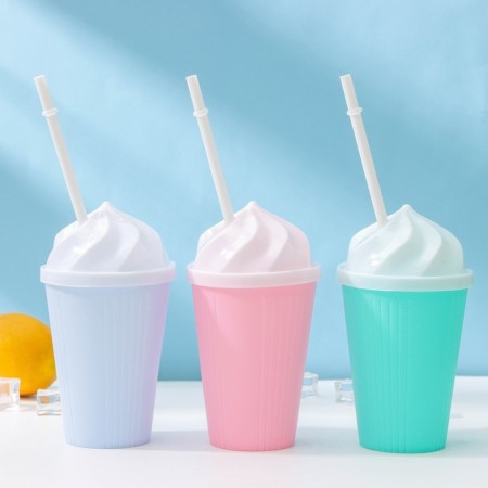 A glass with a lid and a “cream” pipe, 400 ml, 9 × 17 cm, mix color-5