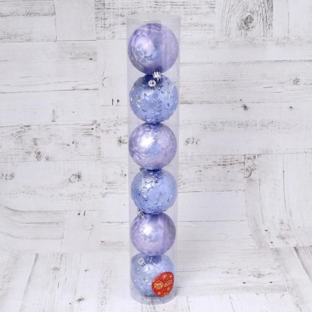 Set of balls plastic D-8 cm, 6 pcs "Star" lilac-1