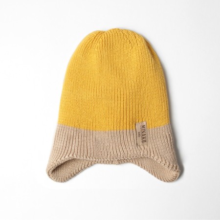 Children's hat minku rr 50-52, mustard/beige color