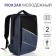 Young youth backpack with a zipper, 2 pockets, with USB, black/blue color