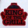 Bath cap with applique "King", red