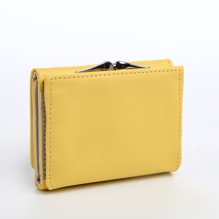 Women's wallet on the button, yellow color-1