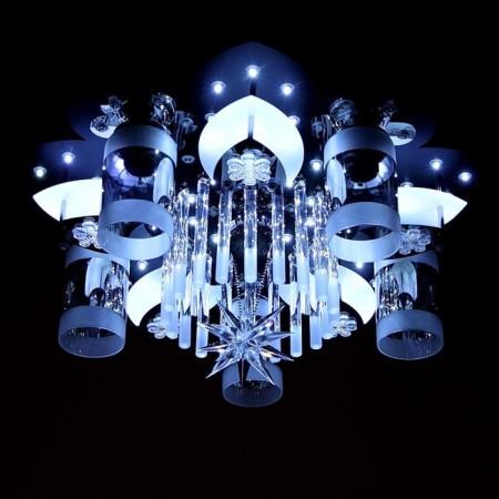 Chandelier with PDU 51007/5 5x40W E27+1x20W G5.3 Chrome/Black LED 50x50x21 cm-4