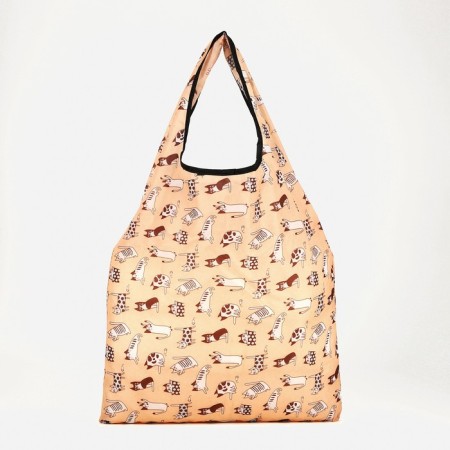 Household bag without fastening, folding, beige color-2