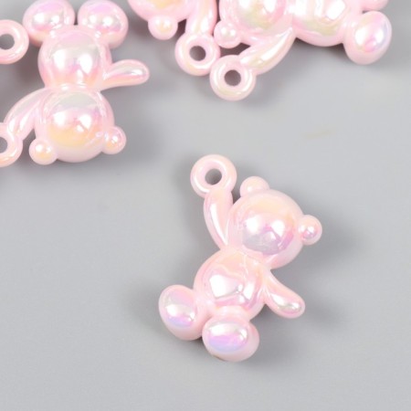Decor for creativity Plastic "Pension Bear with a loop" Direct pink 3x1.4x3.1 cm