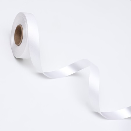 Tape "Tiffany" for decor and gifts, white, 2 cm x 50 m-3