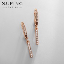Earrings with rhinestones Xuping suspension are small, white color in pink gold