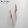Earrings with rhinestones Xuping suspension are small, white color in pink gold