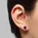 Earrings with rhinestones "Pusets" radiance, circle, d = 0.8, blue color in silver