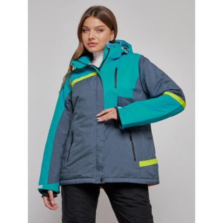Ski jacket female winter, size 52, green color-9