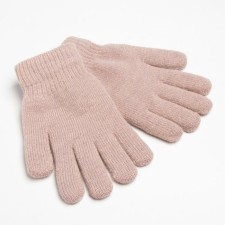Gloves of female two -layer minku plain, size 6.5, beige color