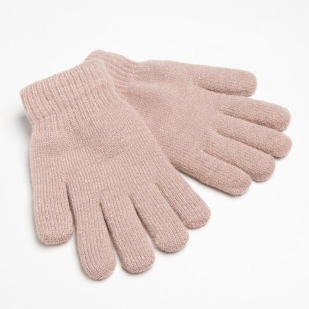 Gloves of female two -layer minku plain, size 6.5, beige color