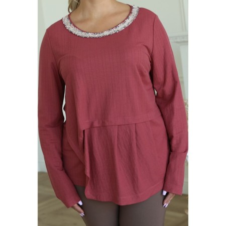 Female blouse, size 54, burgundy color-1