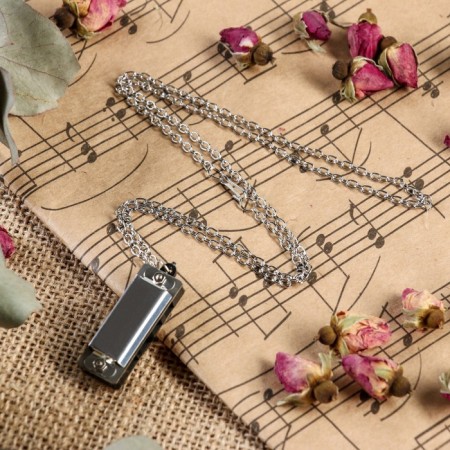 Music Life 4 Harly Harly, 8 tones, 3.5x1.5x1cm, chain 28cm, silver chain-2