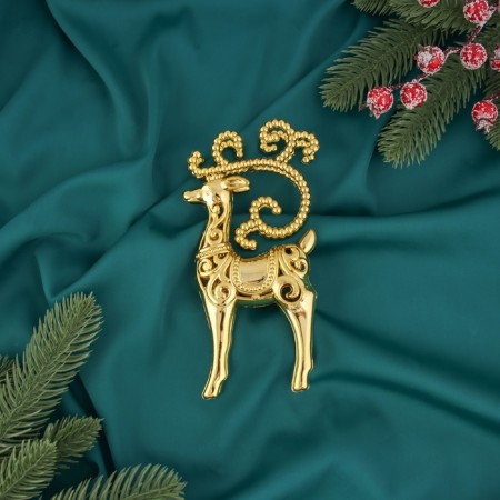 Christmas tree decoration "Deer with horns from beads" 16x7.5 cm, gold