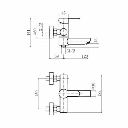 Fashun A53001-7 bathtub mixer, single-leaf, pour 120 mm, with shower set, black-1