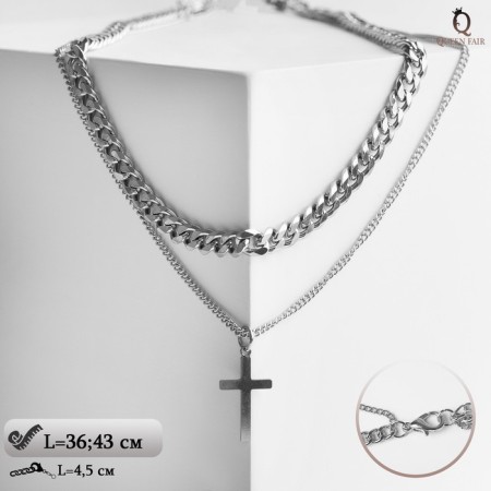 Piece "chain" cross, color silver, 43 cm