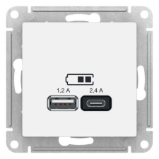 USB Sche ATN000139 AtlasDesign 5V/2 .4A 2x5V/1.2A mechanism, white color
