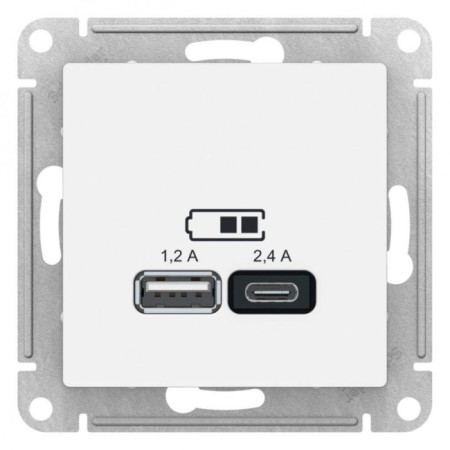 USB Sche ATN000139 AtlasDesign 5V/2.4A 2x5V/1.2A mechanism, white color