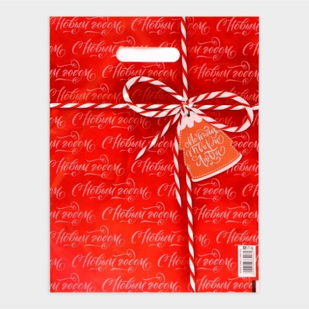 New Year. The package "New Year's gift", polyethylene with a cut pen, 30 x 40 cm.-1