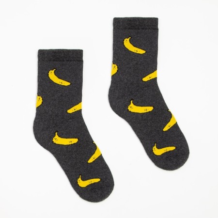 Women's terry socks "bananas", gray color, size 23-25-1