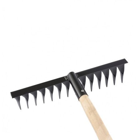 Rabble straight, twisted tooth, 14 teeth, steel, wooden stalk, 1 variety