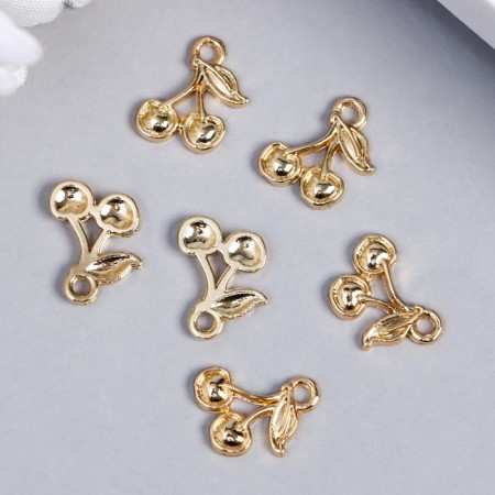 Decor for creativity Metal "Two cherries" gold 1.3x1.2 cm-2