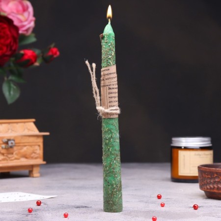 Magic candle "Cash" with grass, green, 20cm