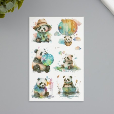 Tattoo on the body phosphorus with sparkles "Panda Baby" 7.5x12 cm