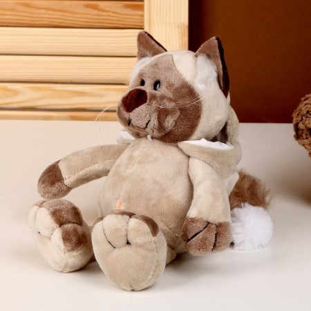 Soft toy "cat" in a suit, 25 cm, beige color-4