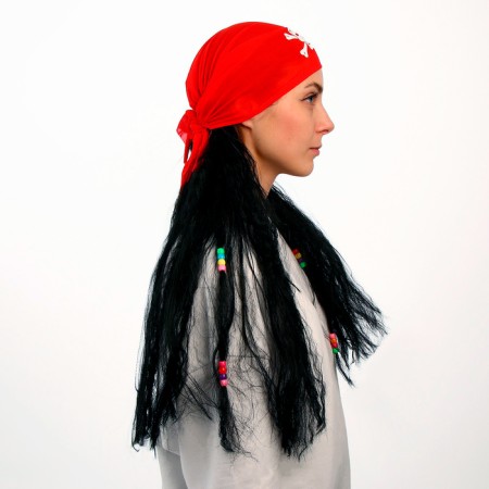 Carnival wig "Pirate in the bandana", with pigtails, 120 g, black color-2