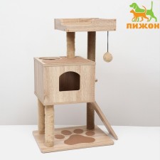 Complex for cats with a claw, with a house, 58 x 54 x 87cm, chipboard, sonoma color