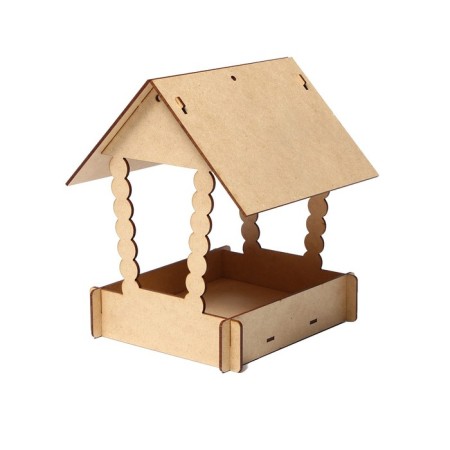 Do -it -yourself feeder from the HDF for birds "House with logs", 23 × 18 × 22 cm, Greengo-10