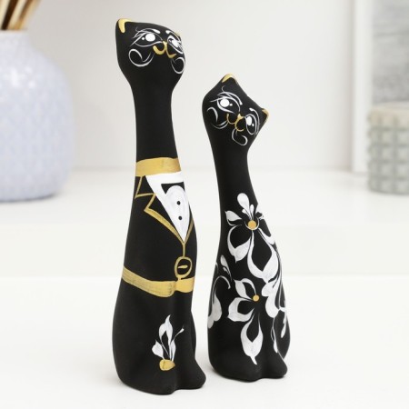Figure "Love Cats" set 2pcs Black 4x5x17.5cm