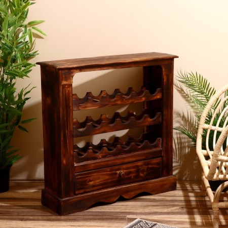 Barbali bottles stand 80x23x80 cm, Albezia tree, brown