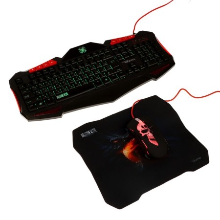 Game set of Qumo Ax Strike 3 in 1, keyboard+mouse+carpet wired, 2400 dpi