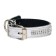 The collar is two-layer leather with rhinestones, width 2 cm, Osh 23-33 cm, silver
