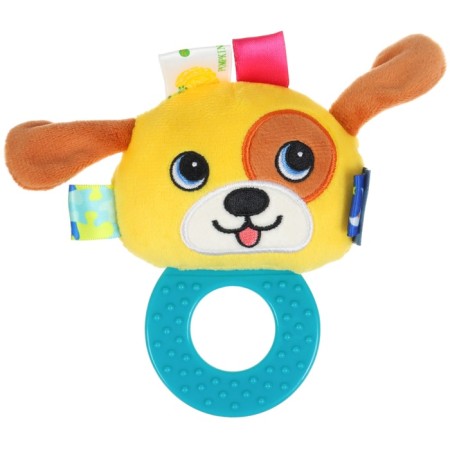The rattle is soft with the teether "dog", I crush me-1