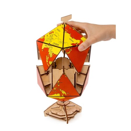 Designer Wooden 3D Ewa Globe Icosahedron with a secret (box, safe) red-18