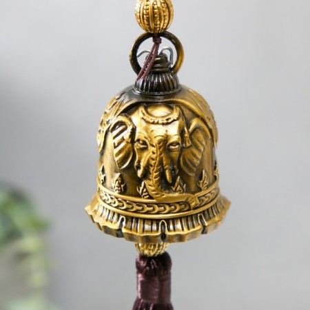 Bell Metal "Elephants trunk up, elephants on the bell" 4x4x38 cm-2