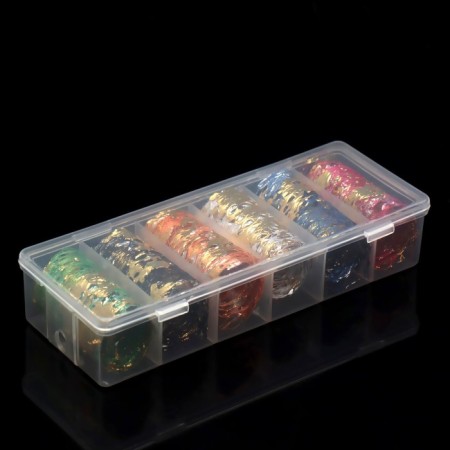A spider web with a foil for decor, 6 pcs, in a plastic organizer, colorful/golden color-1