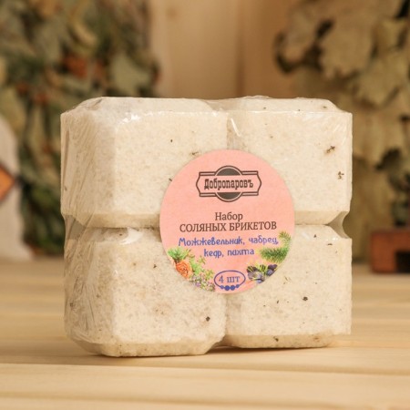 Salt bricket set 4 pcs "Juniper, thyme, cedar, fir" 200 grams "Dobroparov"