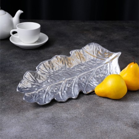 Fruit dish of Dolyana "Sebert leaf", 37 × 14 cm, silver color-6