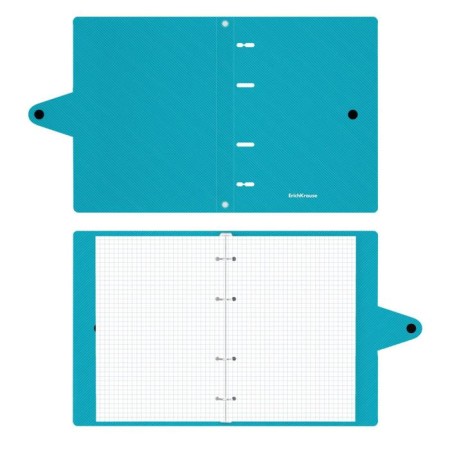 A notebook on the rings A5, 80 sheets in the Erichkrause "Glance Vivid", a plastic cover on a button, an offset unit, a whiteness is 100%, mix-4