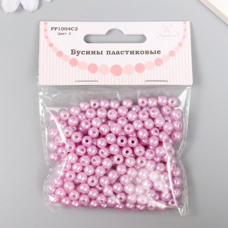 Set of beads "needlework" plastic, diameter 6 mm, 25 g, light pink-2