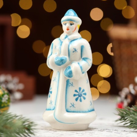 Souvenir "Snow Maiden Blizzard", Red fur coat, 12 cm, porcelain-1
