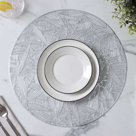 Set of serving napkins on the table “Leaves”, d = 38 cm, 4 pcs, silver color-6
